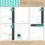 Baby Book - Teal Chevron (125 Designed Journaling..