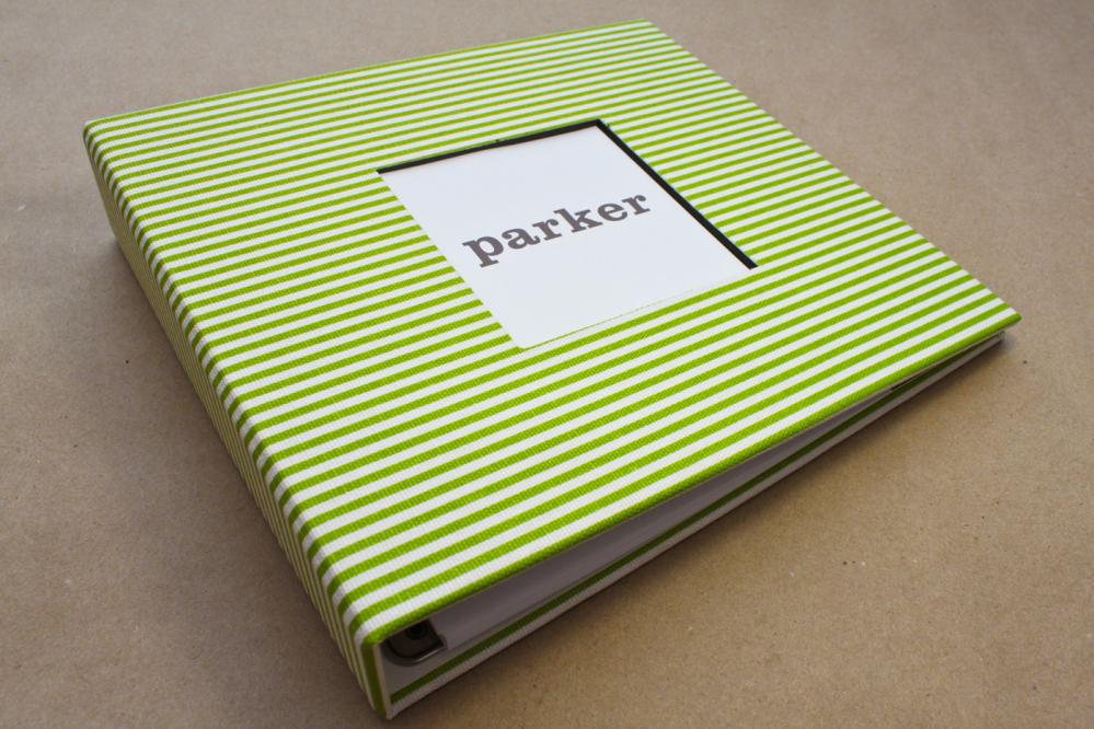 Baby Book - Green And White Stripes (78 Designed Journaling Pages & Personalization Included With Every Album)