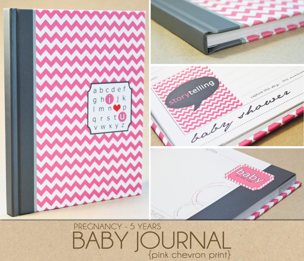 Baby Book - Pink Chevron (125 Designed Journaling Pages To Record Pregnancy Up To 5 Years)